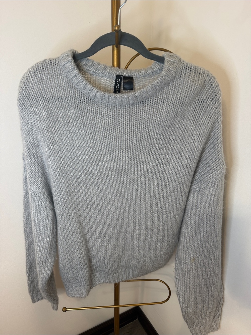 Divided Light Gray Cozy Ribbed Crewneck Sweater